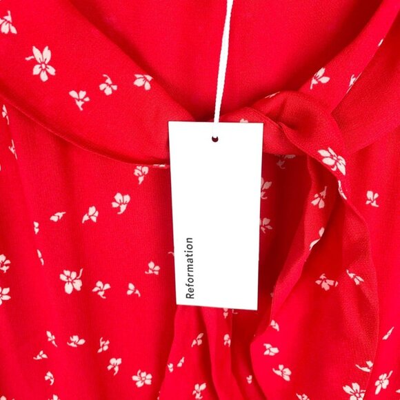 NWT Reformation  Talleen Floral Tie-Neck Midi-Dress - Picture 11 of 12